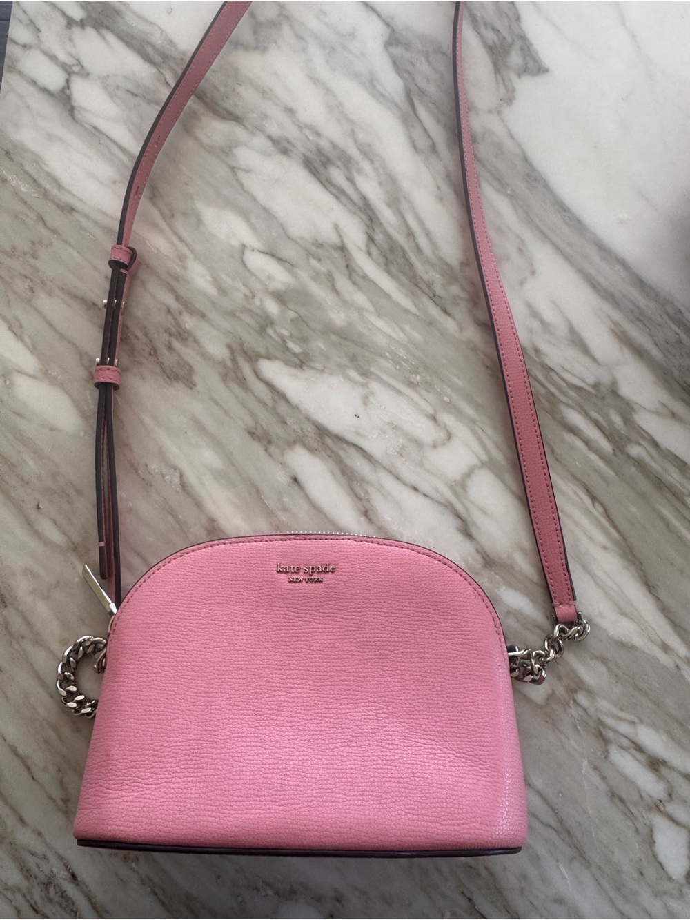 kate spade Pink Leather Dome Crossbody with Chain Strap